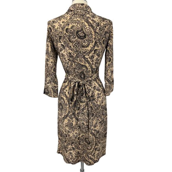 Wrap Around Dress in Tan and Black Women's Small 4-6 - Picture 2 of 6